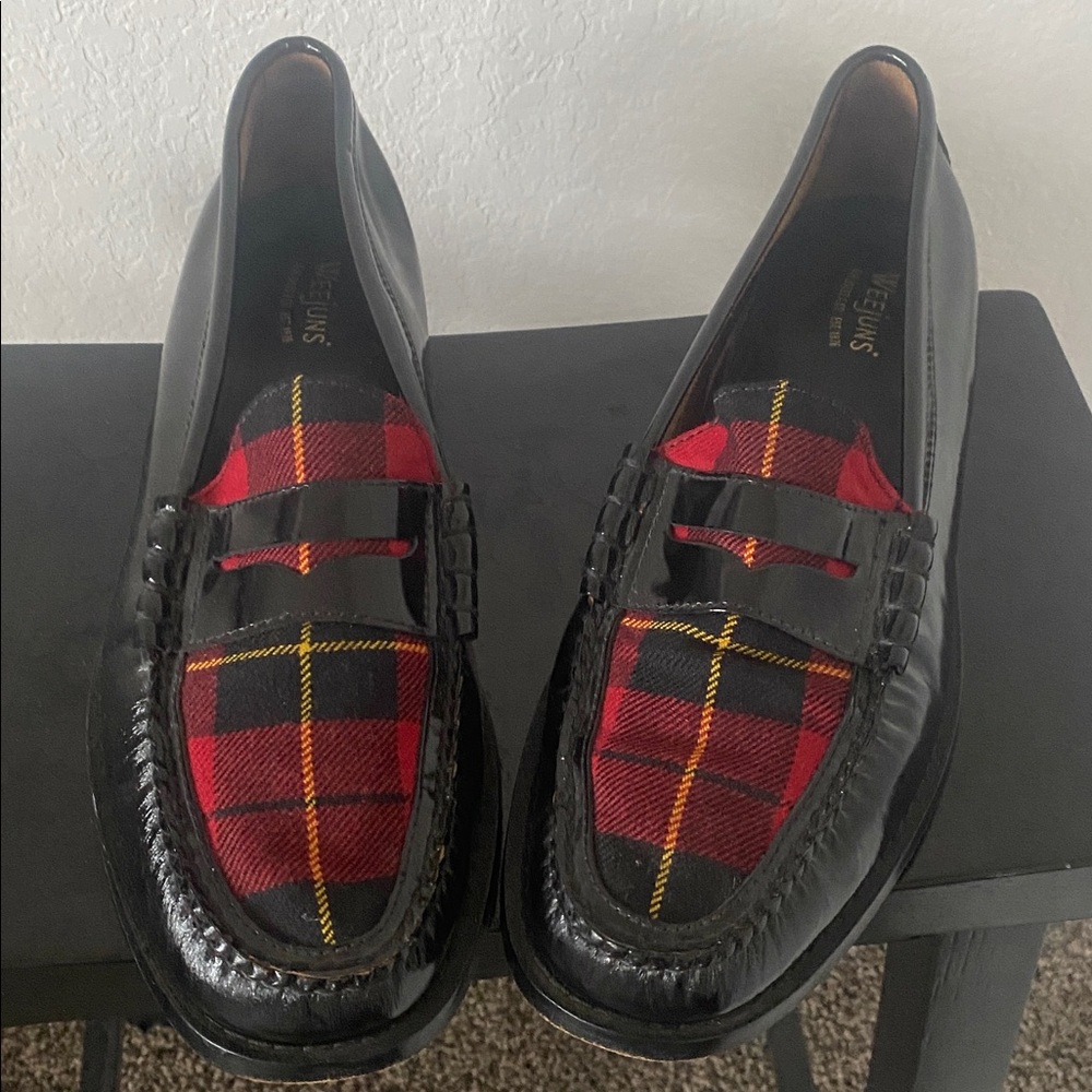 G.H. Bass & Co. Weejuns Black and Red Plaid Loafers